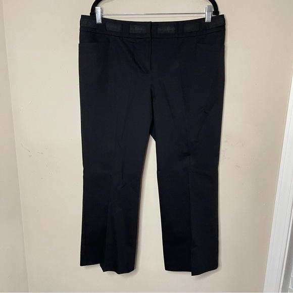 INC Women’s Black Cropped Cotton Stretch Twill Pants with Ribbon Belt, Size 14 - Picture 2 of 11